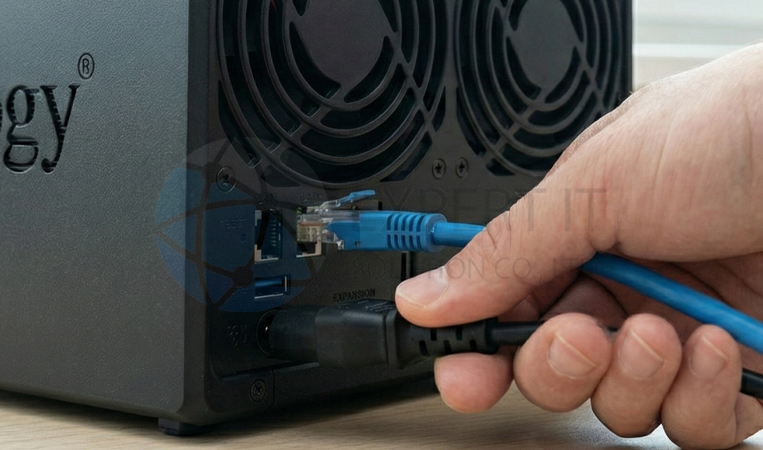 เชื่อมต่อสาย Power เข้ากับ Synology NAS